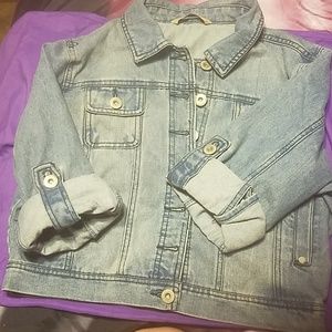 denim 3/4 sleeve jacket